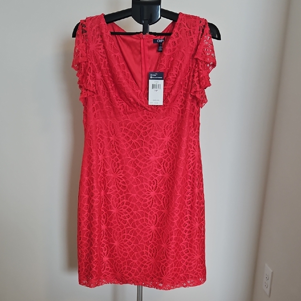 Chaps Red Sheath Mini Dress Sleeveless Cowl Neck